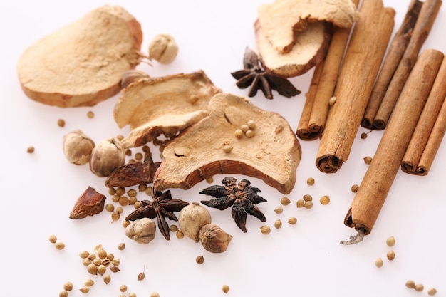 Chinese herbal medicine isolated in white background