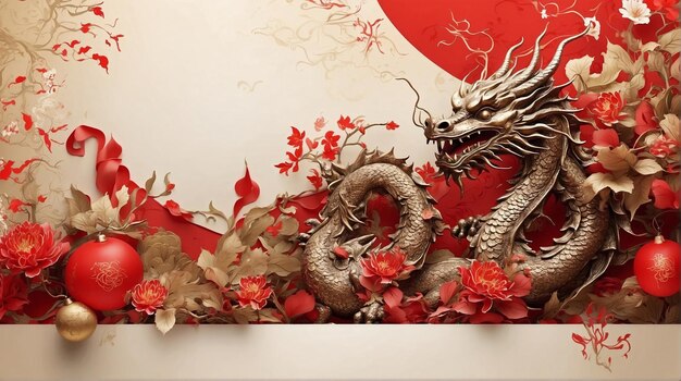 Chinese holiday background with dragon