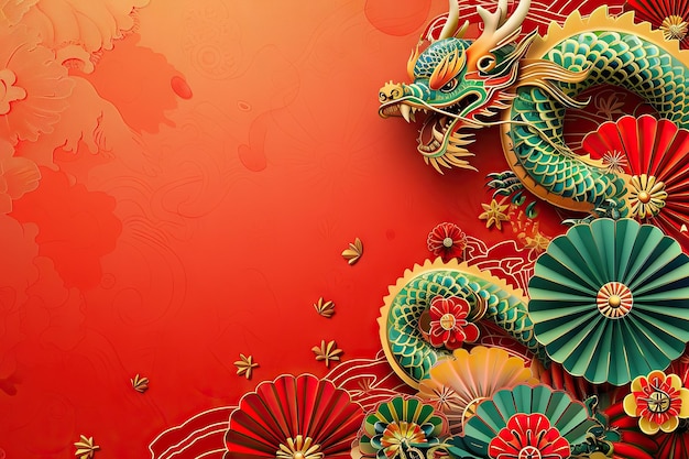 Photo chinese holiday background with dragon