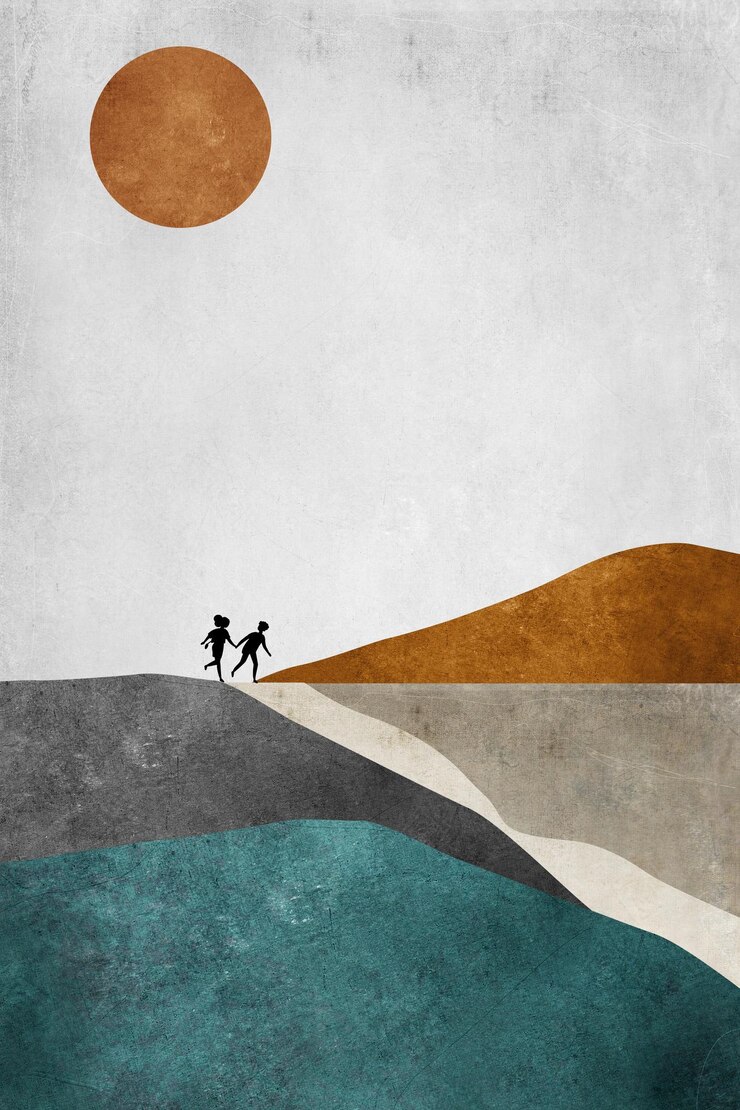 Photo chinese ink and wash landscape abstract art background. the fashion of modern art wall