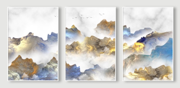 Chinese ink and wash landscape abstract art background. The fashion of modern art wall