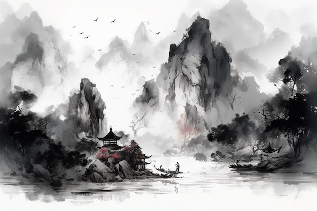 Chinese inkt schilderij