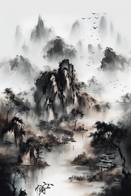 Chinese inkt schilderij