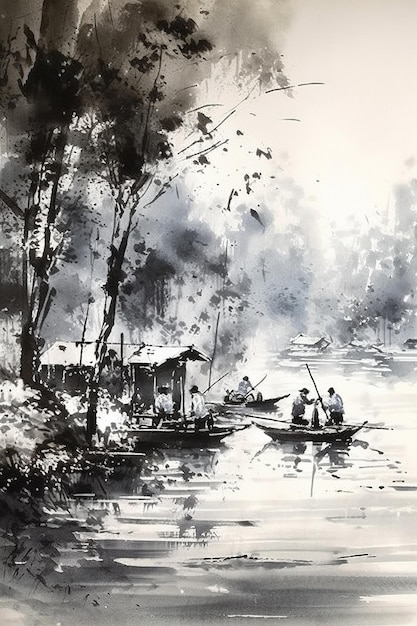 Chinese inkt schilderij