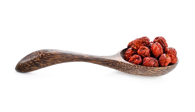 Chinese jujube in a wooden spoon