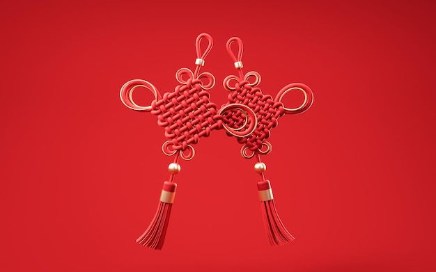 Chinese knot with oriental ancient style 3d rendering