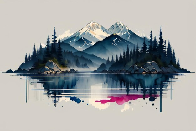 Chinese landscape background mural ink and watercolor mountain wallpaper design simple cover