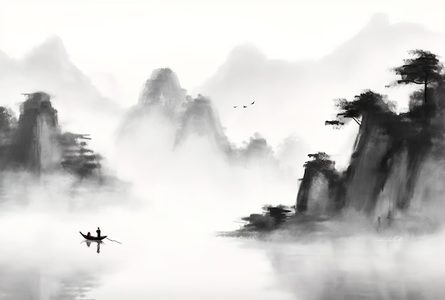 中国の風景水墨画