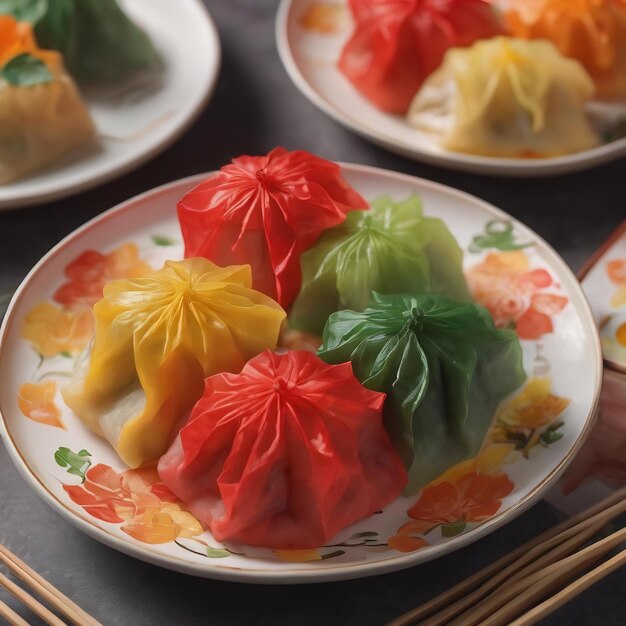 Chinese lantern festival food colored dumplings