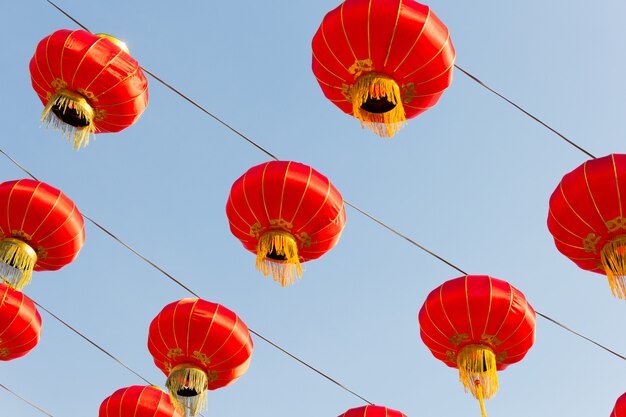 Chinese lantern in the sky, new year celebration