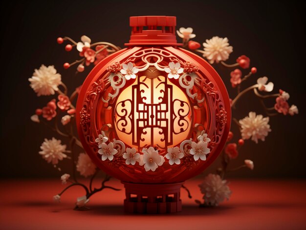 Photo chinese lantern in traditional style in lunar new year 3d hyperrealism