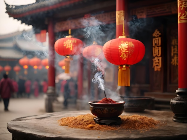 chinese lanterns in the chinese temple