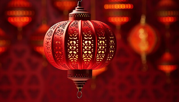 Photo chinese lanterns illuminate the night symbolizing prosperity and luck generated by ai