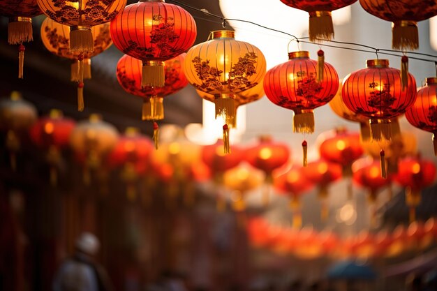 Photo chinese lanterns on street