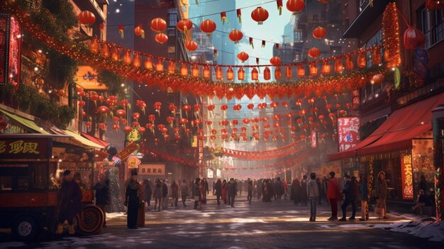 Chinese lunar new year celebration China town Generative AI