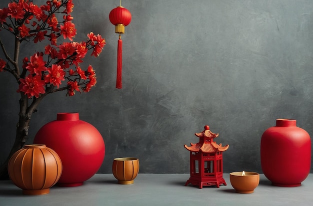 中国の月の新年装飾の背景