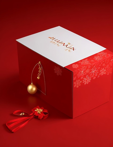 Chinese Lunar Red Gift Box with Abstract Background