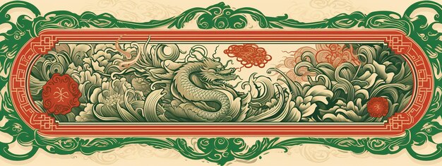 Photo chinese lunar year of the dragon with chinese ancient style illustration poster design