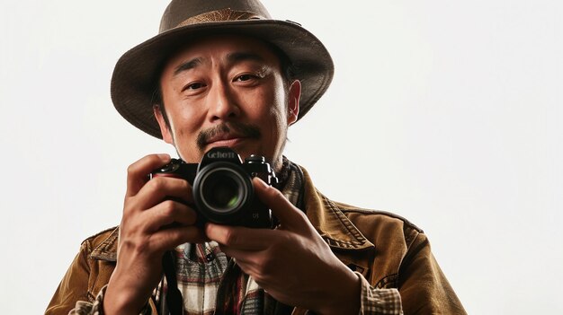 Chinese Man Holds Camera