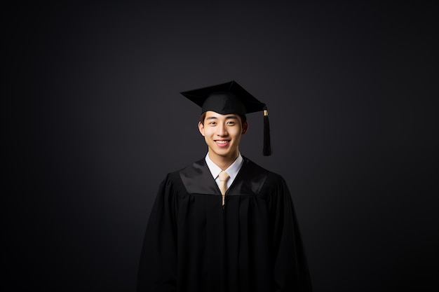 Chinese man over isolated black background