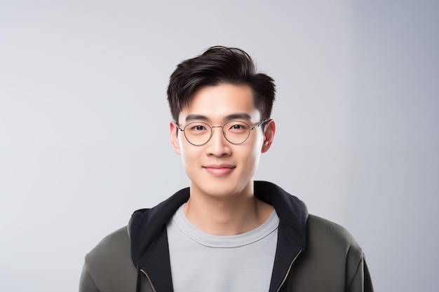 Chinese man over isolated white background with glasses