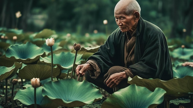 Chinese Man Selecting LotusAI Generated