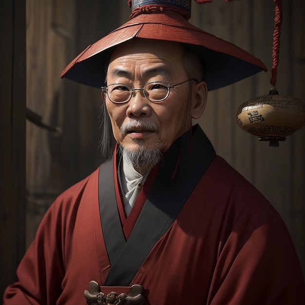 A Chinese man showing wisdom and cunning