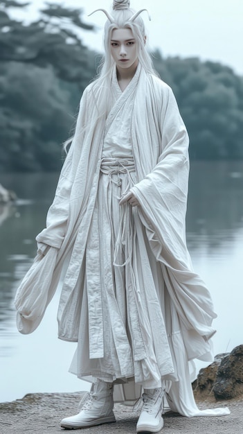 chinese man wearing ancient hanfu dress