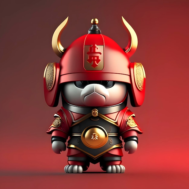 Chinese mascotte met pantser met gouden details Generatieve AI