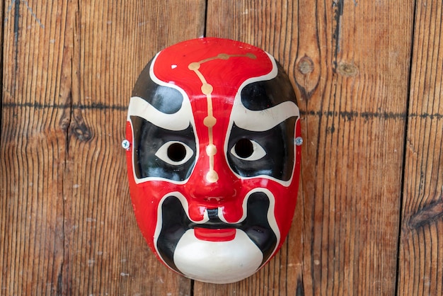 Chinese masks on wooden boards theatrical masks