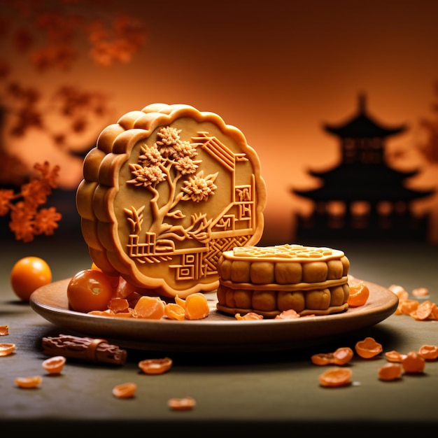 Chinese MidAutumn Moon cake table setting