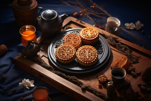 Chinese MidAutumn Moon cake table setting