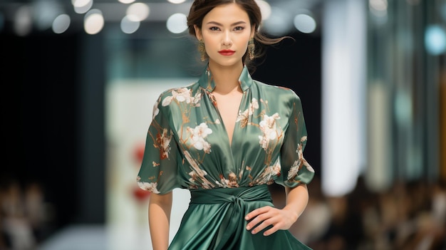 A Chinese model walks on the runway