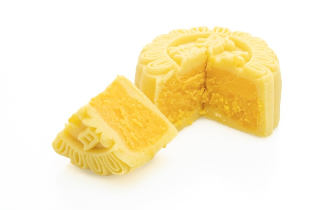 Chinese moon cake custard flavour isolated