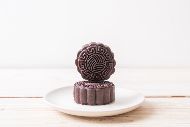 Chinese moon cake dark chocolate flavour for Mid-Autumn Festival