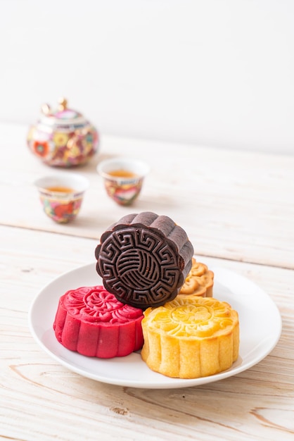 Chinese moon cake dark chocolate flavour for Mid-Autumn Festival