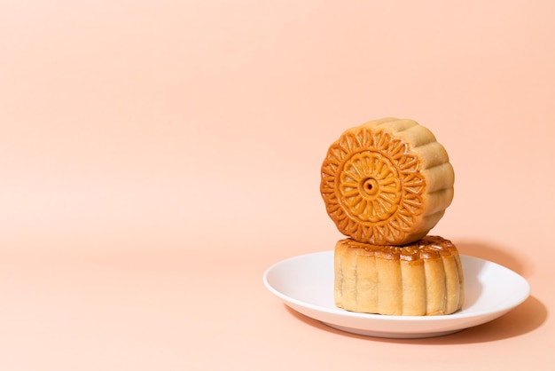 Chinese moon cake on plate