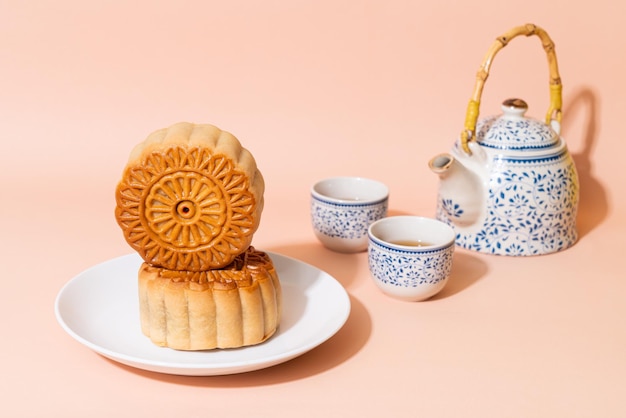 Chinese moon cake on plate