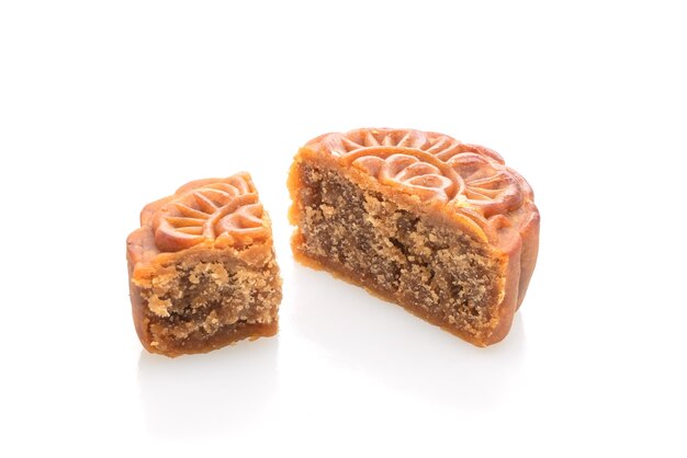 Chinese moon cake sweet bean flavour isolated