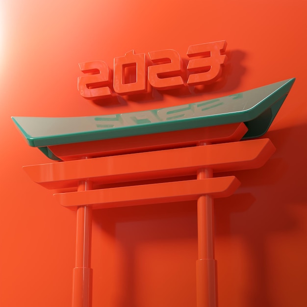 Chinese new year 2023 social post green background 3d render