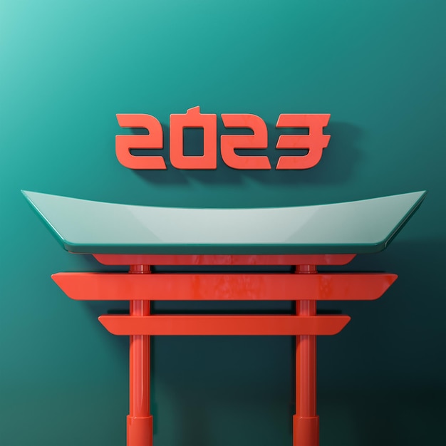 中国の旧正月 2023 ソーシャル ポスト緑の背景 3 d レンダリング