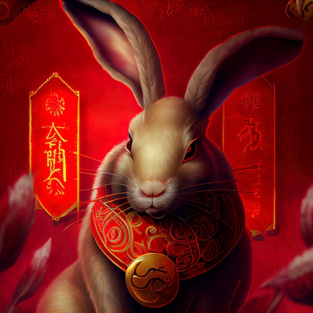 Chinese new year 2023 year of the zodiac sign rabbit illustration