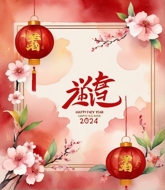 중국 신년 축하를 위해 무료 터 수채화 배경