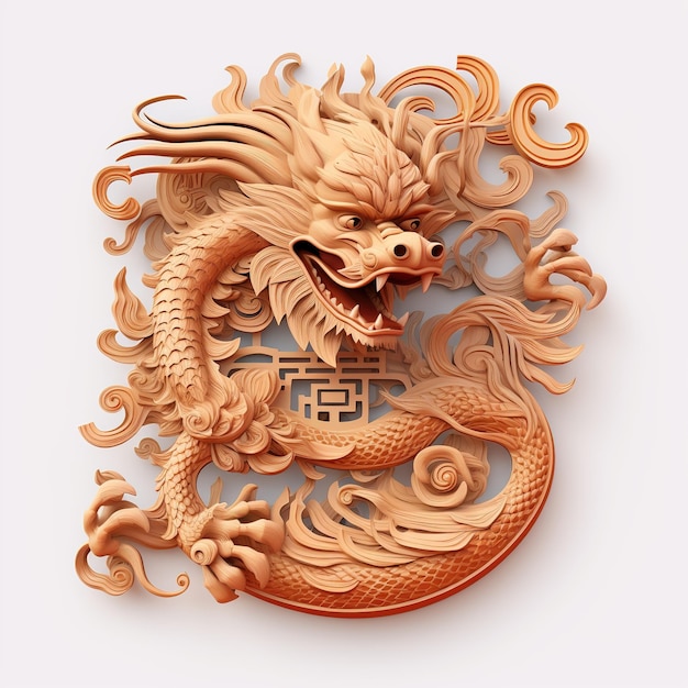 Chinese New Year 2024 is a Year of the Dragon Wood Dragon illustration Ai Generated