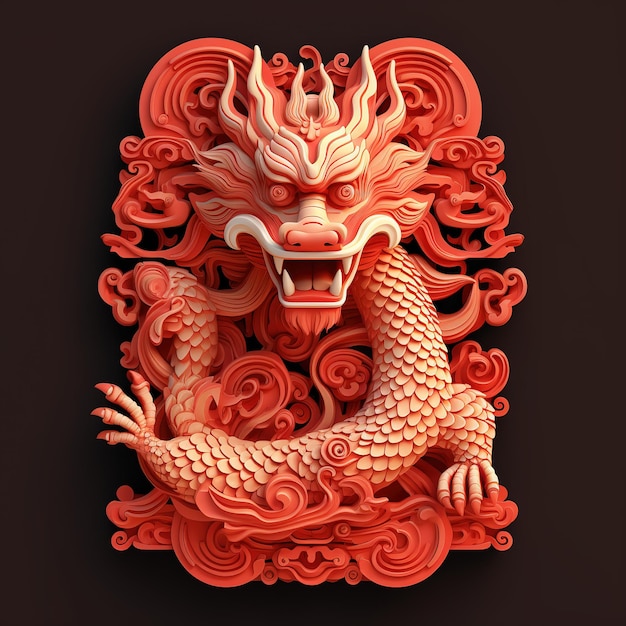 Chinese New Year 2024 is a Year of the Dragon Wood Dragon illustration Ai Generated