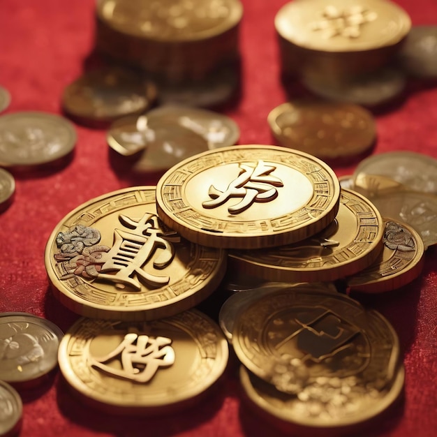 Chinese new year 2024 lucky coins and yen money
