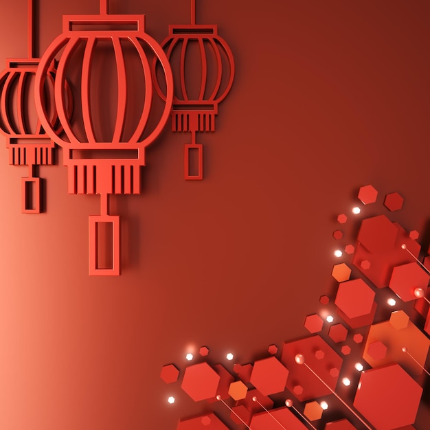 Китайский Новый год фон 3D иллюстрация 3D рендеринг красный цвет дизайн традиционная концепция изображение объект дизайн графический элемент праздновать геометрия форма современный праздничный цифровой образ праздник