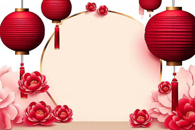 Chinese new year background banner with Chinese paper lantern Chinese banner design concept