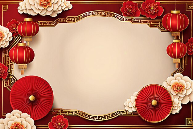 Photo chinese new year background banner with chinese paper lantern chinese banner design concept