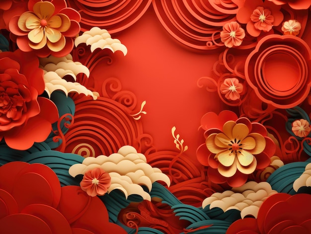 Китайский Новый год фоновый мультфильм яркие цвета